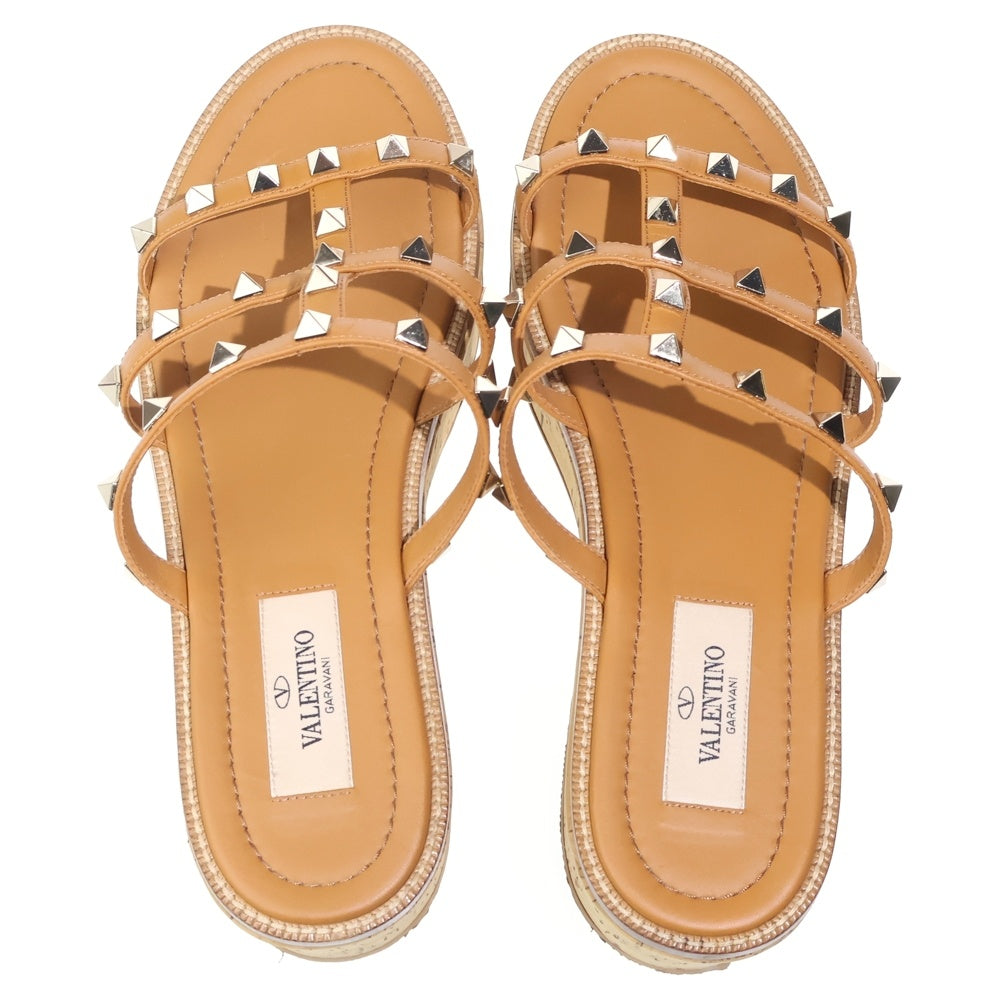 VALENTINO(ヴァレンティノ) ロックスタッズ レザー ストラップ サンダル シューズ ブラウン レディース