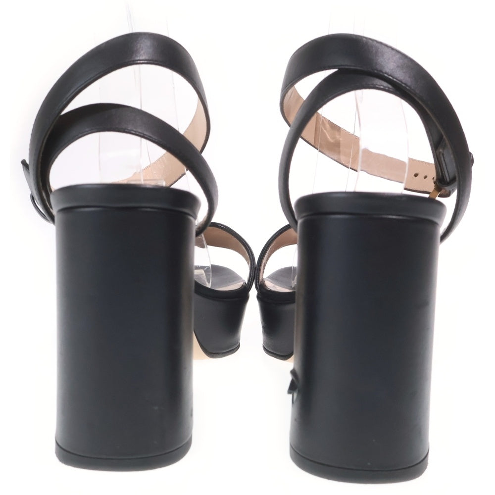 GUCCI(グッチ) GGマーモント レザー ストラップ ヒール サンダル シューズ ブラック レディース