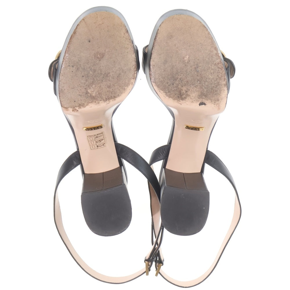 GUCCI(グッチ) GGマーモント レザー ストラップ ヒール サンダル シューズ ブラック レディース