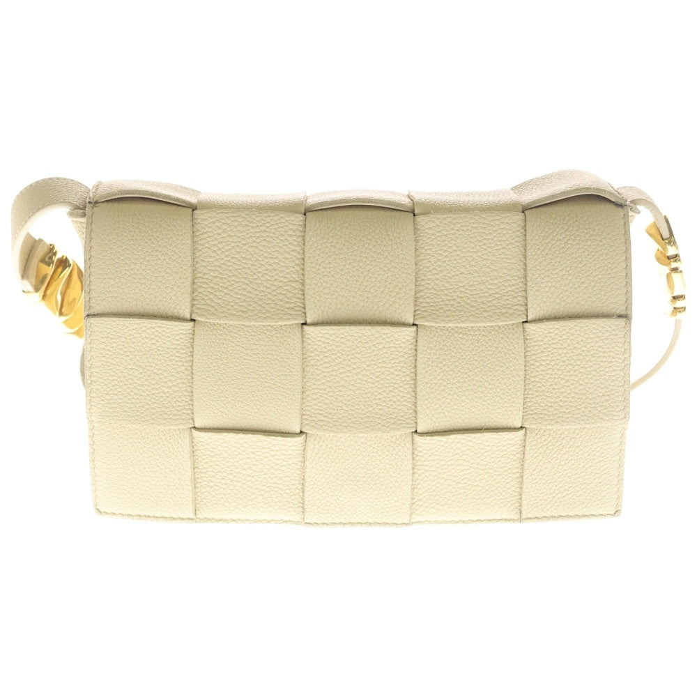 BOTTEGA VENETA(ボッテガヴェネタ) カセット ショルダーバッグ ミニバッグ アイボリー ベージュ レザー ゴールド金具 レディース