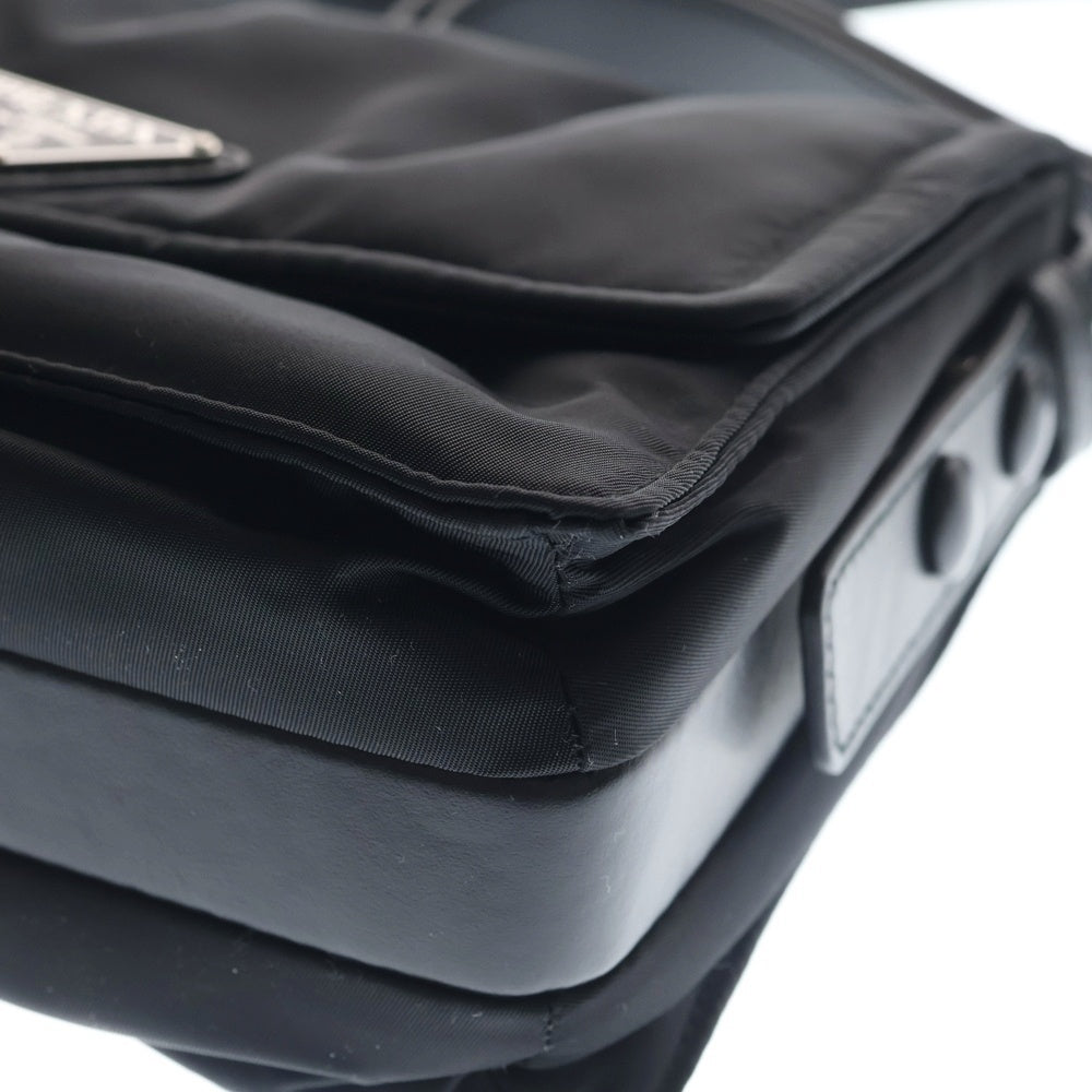 PRADA(プラダ) スモールパデッド Re-Nylon ショルダーバッグ ブラック レザー×ナイロン 1BD313 ブラック金具 レディース