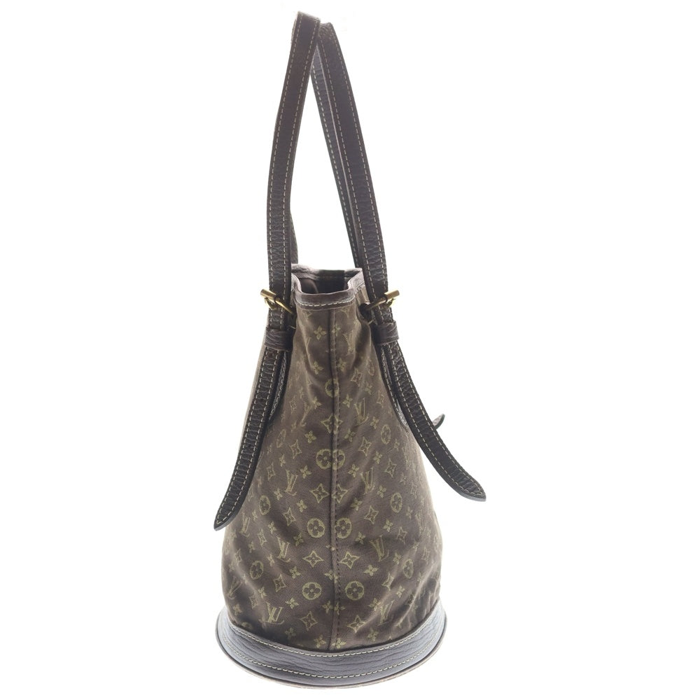 LOUIS VUITTON(ルイヴィトン) モノグラムミニ バケットPM ハンドバッグ トートバッグ ブラウン レザー×キャンバス M95226 ゴールド金具 レディース