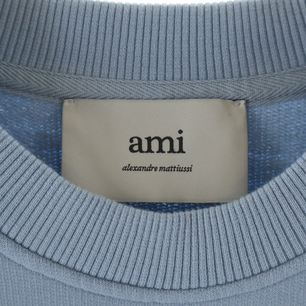 ami paris(アミパリス) Ami De Coeur アミ ドゥ クール ハートロゴ刺繍 クルーネック プルオーバースウェット トレーナー ライトブルー HSW763.730 レディース