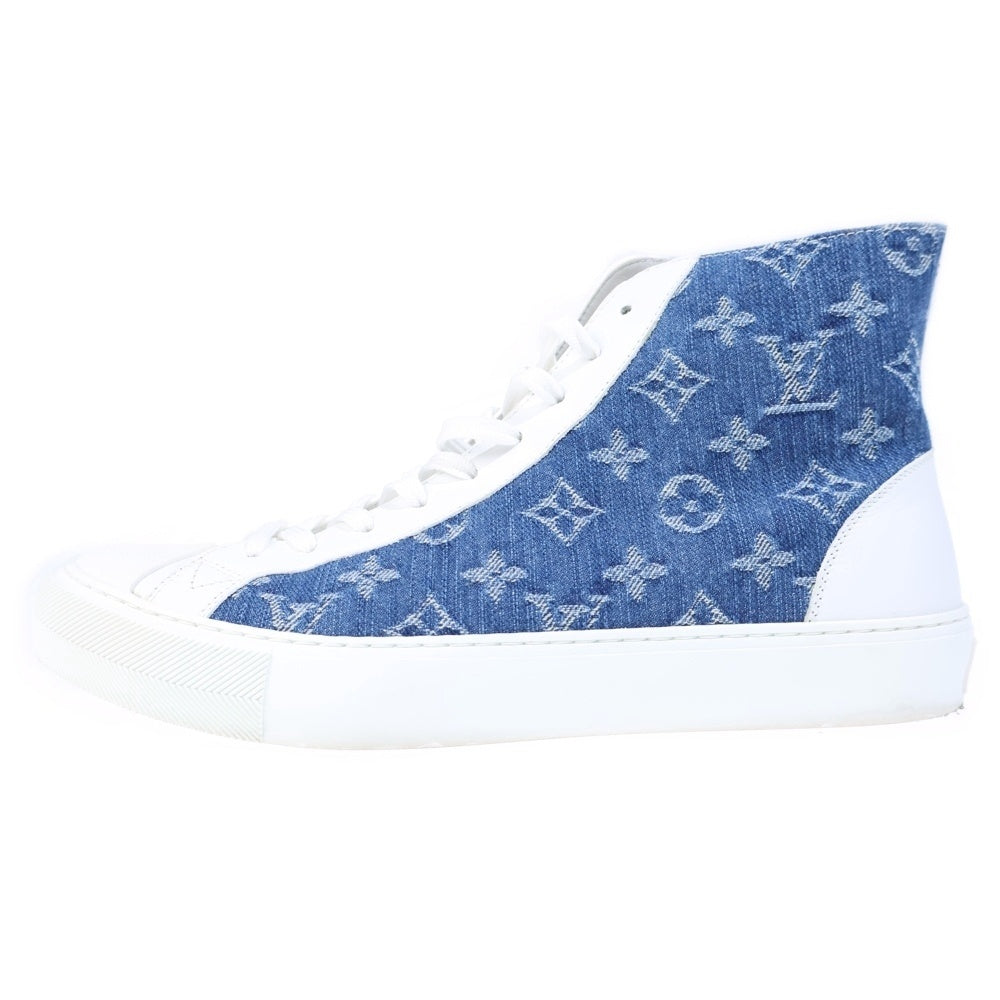 LOUIS VUITTON(ルイヴィトン) タトゥーライン モノグラムデニム ハイカットスニーカー ホワイト×インディゴブルー #7 1A5B3