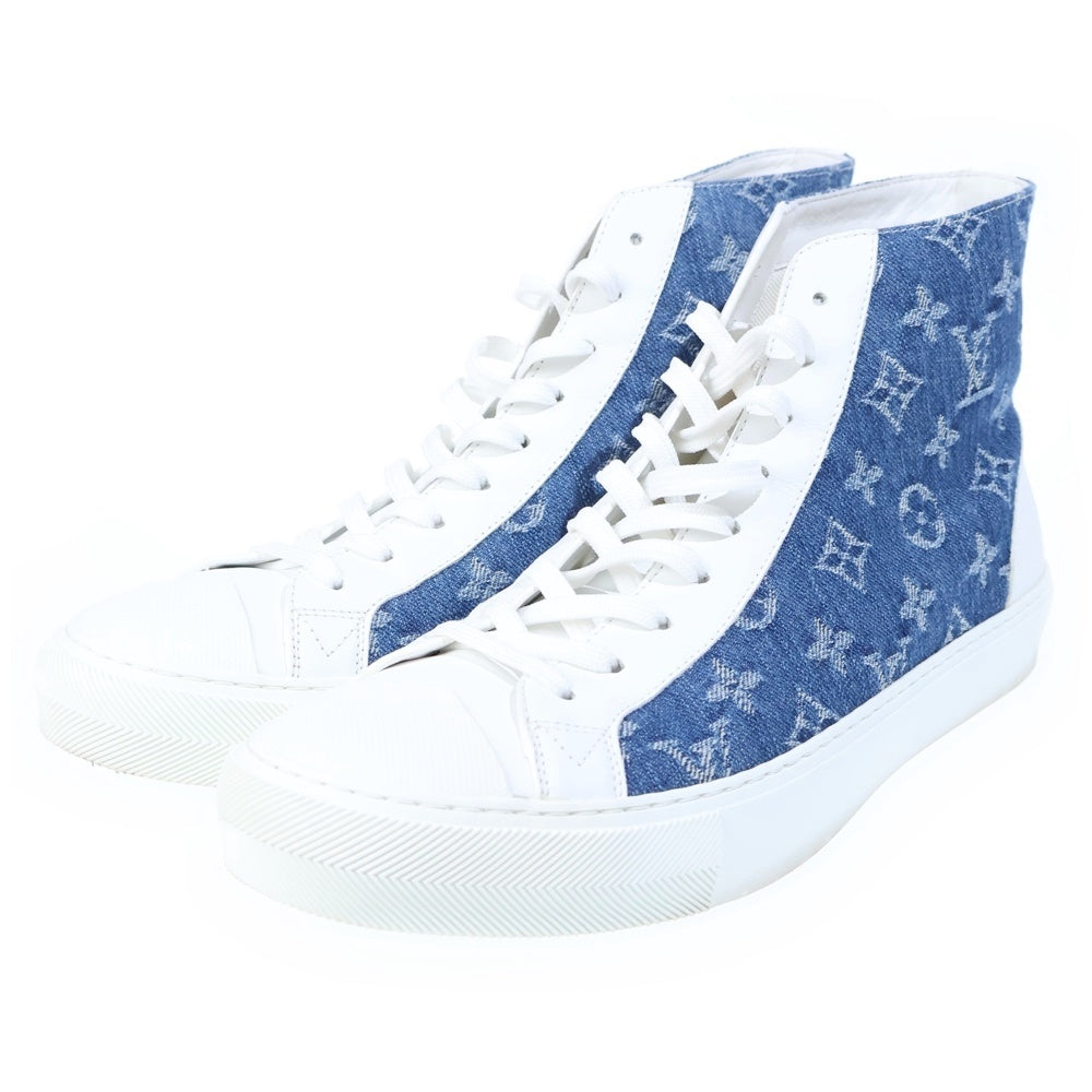 LOUIS VUITTON(ルイヴィトン) タトゥーライン モノグラムデニム ハイカットスニーカー ホワイト×インディゴブルー #7 1A5B3