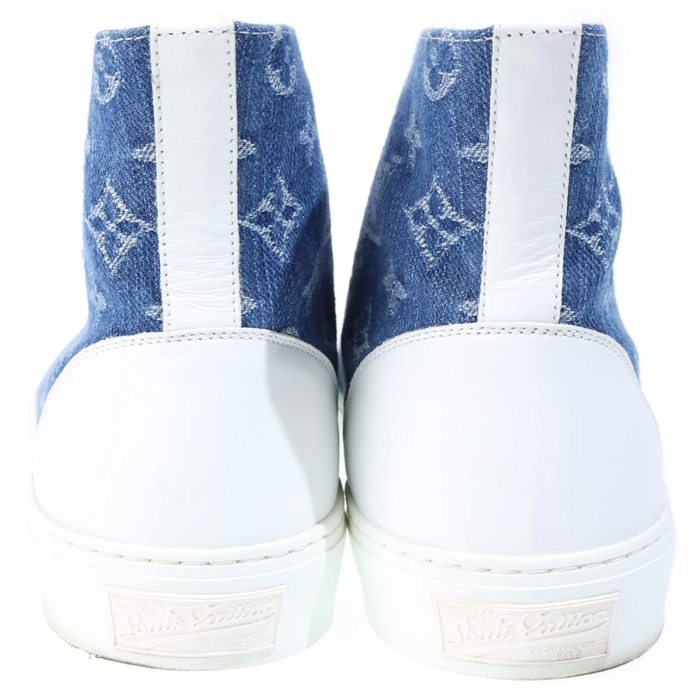 LOUIS VUITTON(ルイヴィトン) タトゥーライン モノグラムデニム ハイカットスニーカー ホワイト×インディゴブルー #7 1A5B3