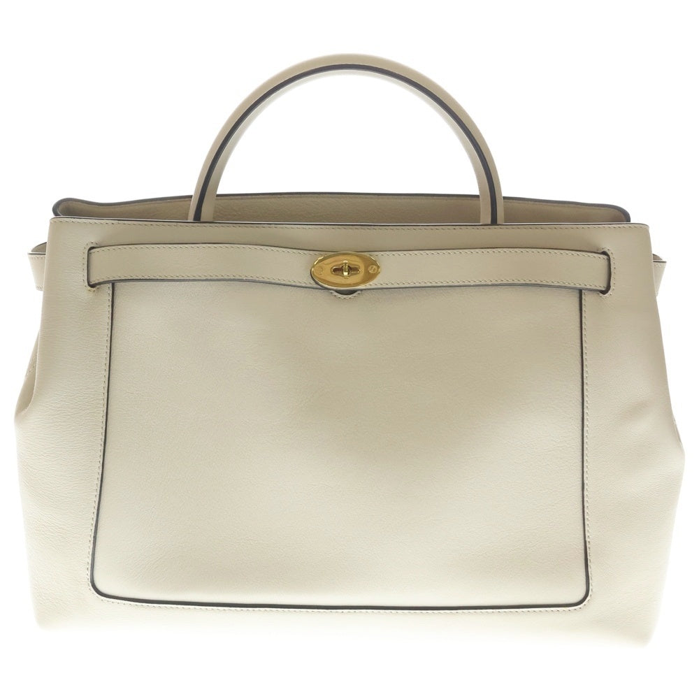 Mulberry(マルベリー) イズリントン レザー 2WAY ハンド ショルダーバッグ ゴールド金具 アイボリー レディース
