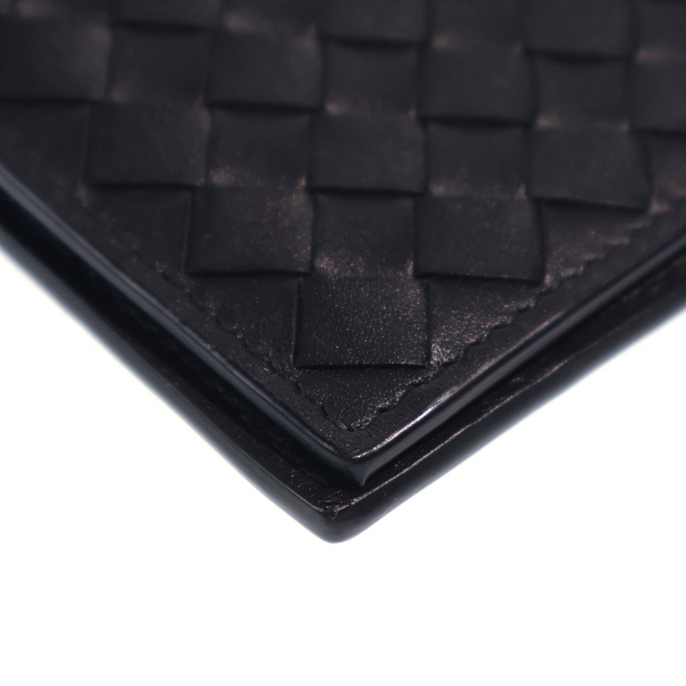 BOTTEGA VENETA(ボッテガヴェネタ) イントレチャート 二つ折り財布 コンパクトウォレット カードケース ブラック レザー レディース