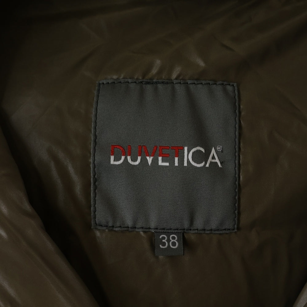 DUVETICA(デュベティカ) ファーフーデッド ジップアップ ロング ダウンジャケット コート ネイビー レディース