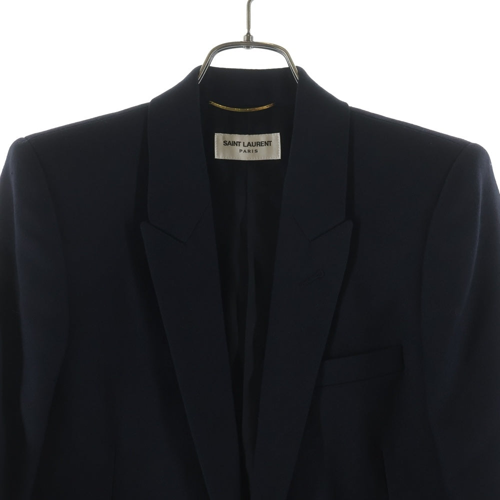 SAINT LAURENT PARIS(サンローランパリ) ナロー ピークドラペル 1B ウール テーラードジャケット ネイビー 625435