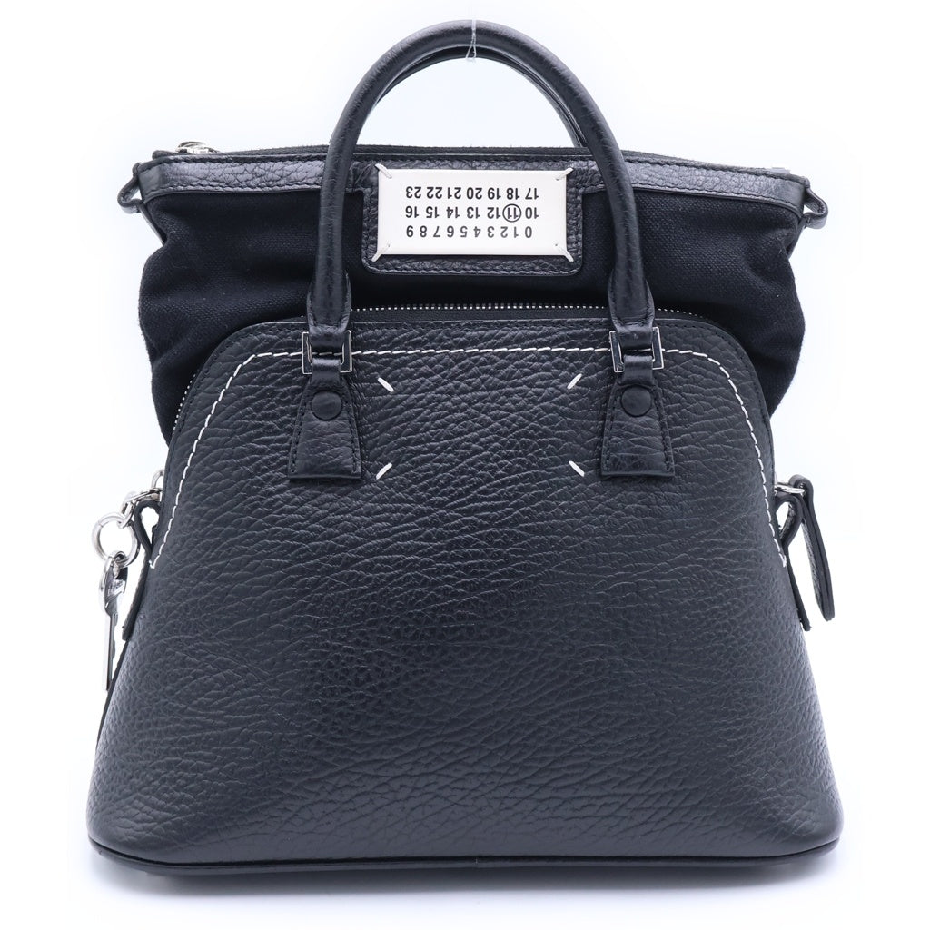 MM6 Maison Margiela(エムエムシックスメゾンマルジェラ) 5AC キャンバス レザー 2WAYショルダーバッグ ブラック レディース