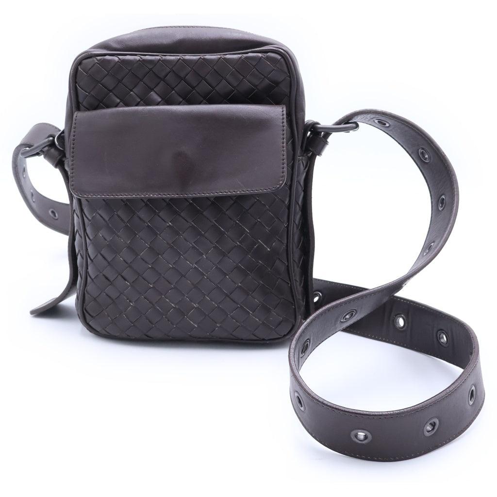 BOTTEGA VENETA(ボッテガヴェネタ) イントレチャート ショルダーバッグ ミニバッグ ブラウン レザー