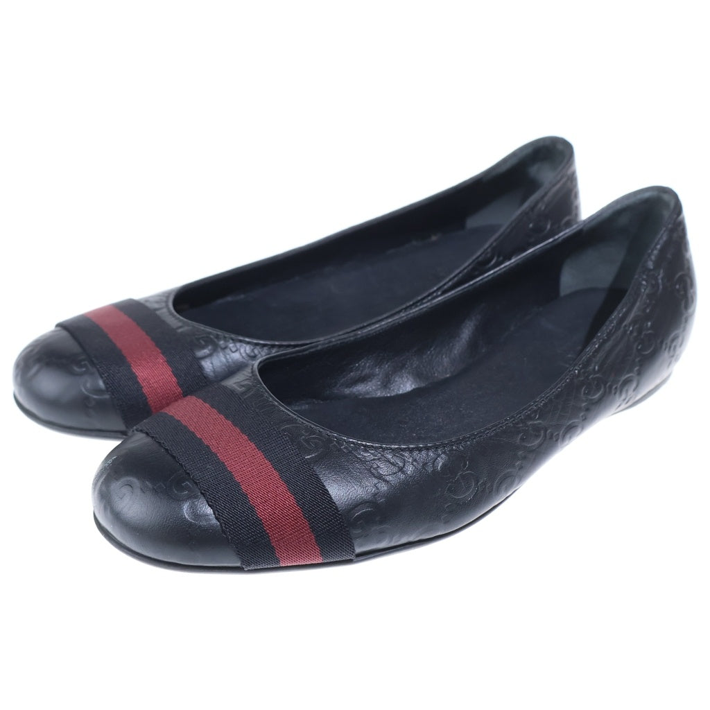 GUCCI(グッチ) シェリーライン GG総柄 レザー パンプス フラットシューズ ブラック レディース