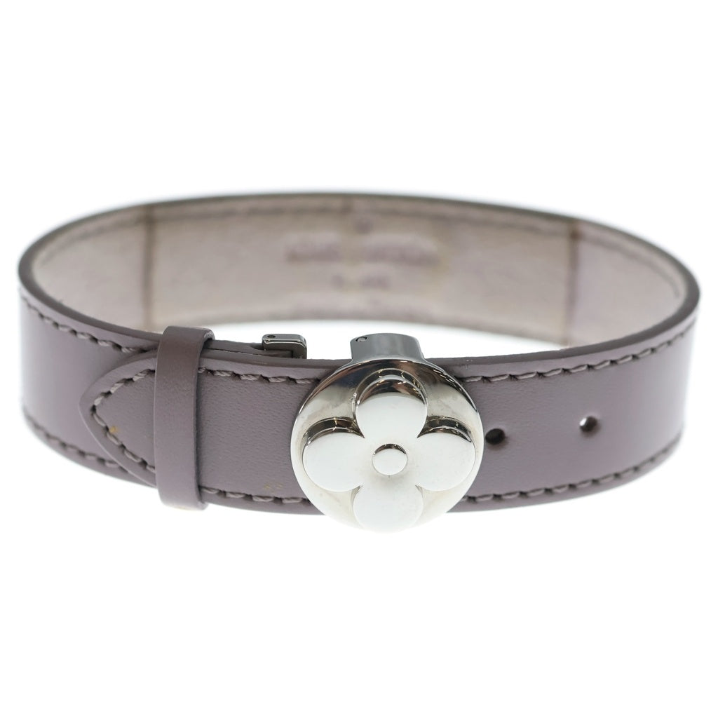 LOUIS VUITTON(ルイヴィトン) ブラスレ ヴー グッドラック モノグラム フラワー レザー ブレスレット シルバー金具 パープル M34448 レディース