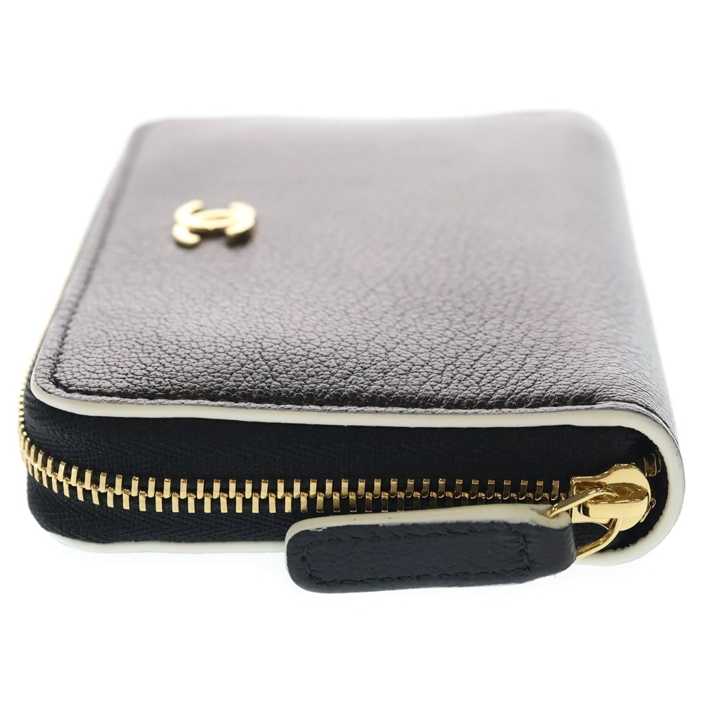 CHANEL(シャネル) ココマーク ジップコインケース ミニ財布 ブラック レザー ゴールド金具 レディース
