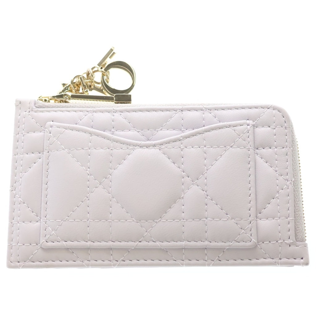 Christian Dior MONSIEUR(クリスチャンディオールムッシュ) カナージュ フラグメントケース カードケース 小物入れ コインケース ライトパープル レザー ゴールド金具 レディース