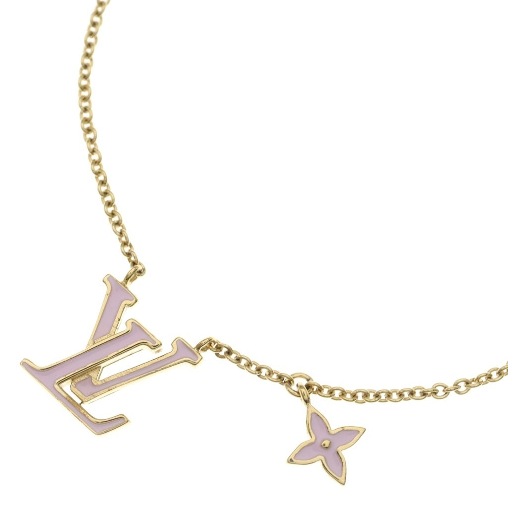 LOUIS VUITTON(ルイヴィトン) LV アイコニック エナメル チェーン ネックレス ピンク M01215 レディース