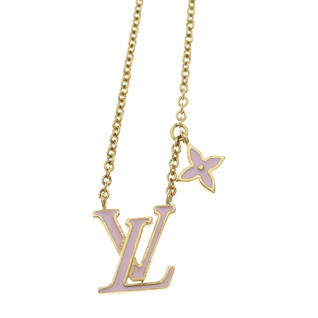 LOUIS VUITTON(ルイヴィトン) LV アイコニック エナメル チェーン ネックレス ピンク M01215 レディース