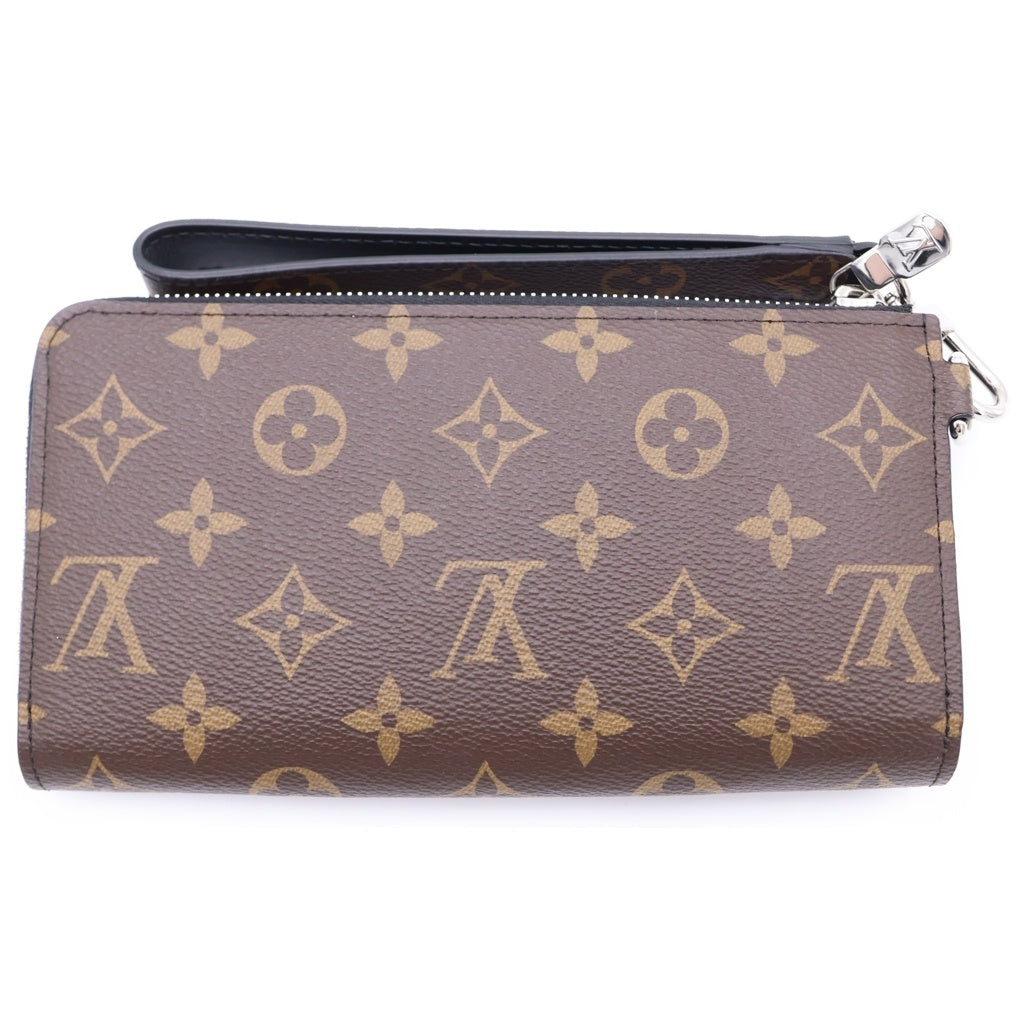 LOUIS VUITTON(ルイヴィトン) モノグラム マカサー ジッピードラゴンヌ PVC レザー ロングウォレット 長財布 シルバー金具 ブラウン/ブラック M69407