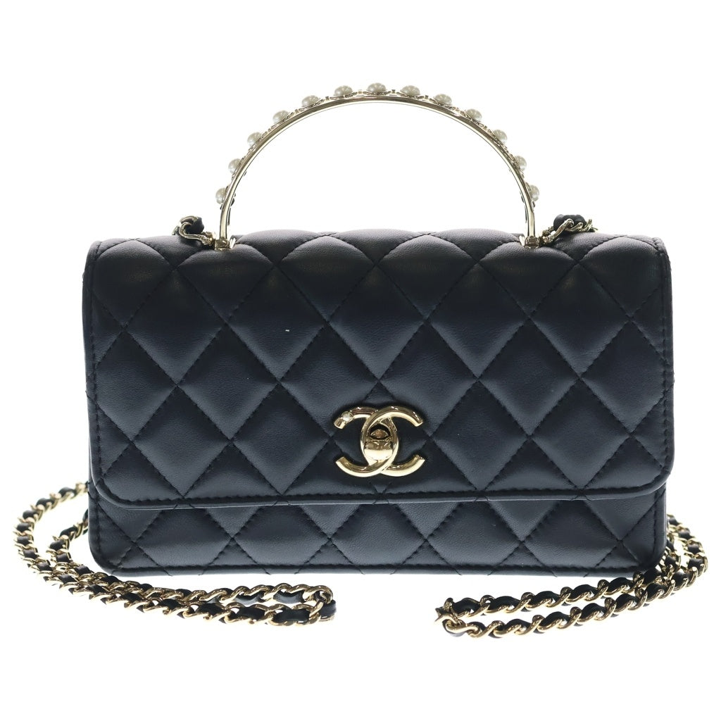 CHANEL(シャネル) マトラッセ ココハンドル チェーンウォレット パール