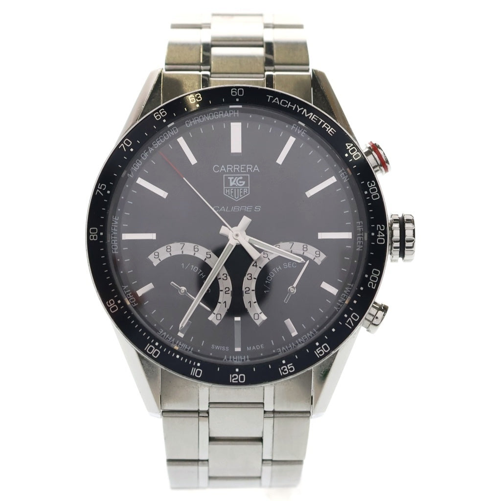 TAG HEUER(タグホイヤー) カレラ キャリバーS 黒文字盤 ステンレス クオール SS/QZ CV7A12 腕時計