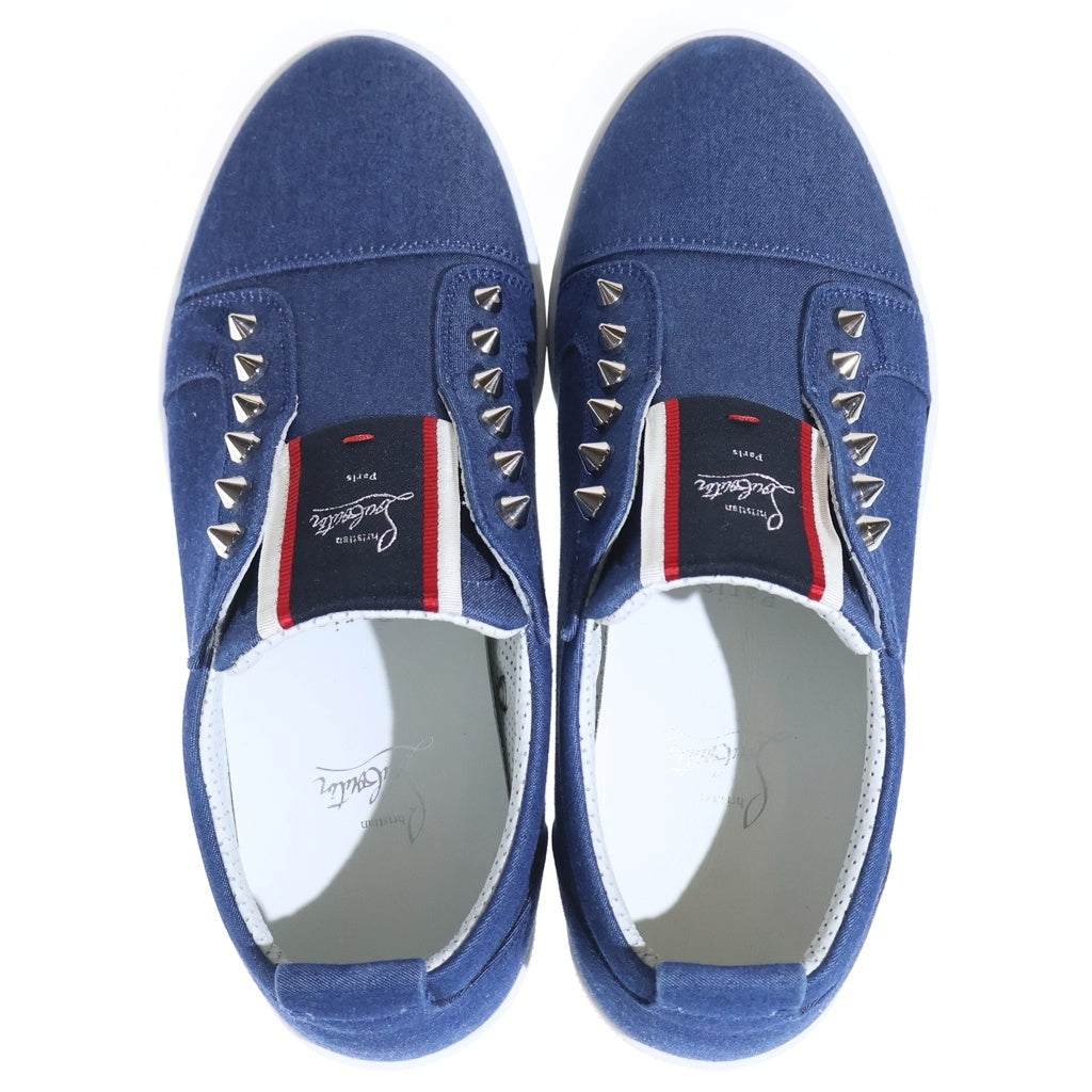 CHRISTIAN LOUBOUTIN(クリスチャンルブタン) F.A.V Fique A Vontadeデニムスパイクスニーカー 40 1/2 ブルー