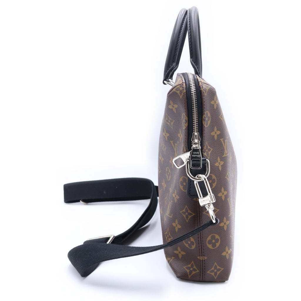 LOUIS VUITTON(ルイヴィトン) モノグラム・マカサー ポルトドキュマンジュール ハンドバッグ ショルダーバッグ 2WAYバッグ ブラウン×ブラック レザー×PVC M40868 シルバー金具