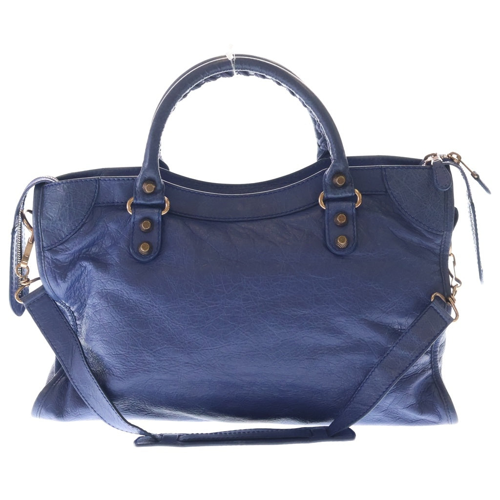 BALENCIAGA(バレンシアガ) ジャイアントシティ 2WAYハンドバッグ ハンドバッグ ショルダーバッグ ブルー レザー 281770 ピンクゴールド金具 レディース