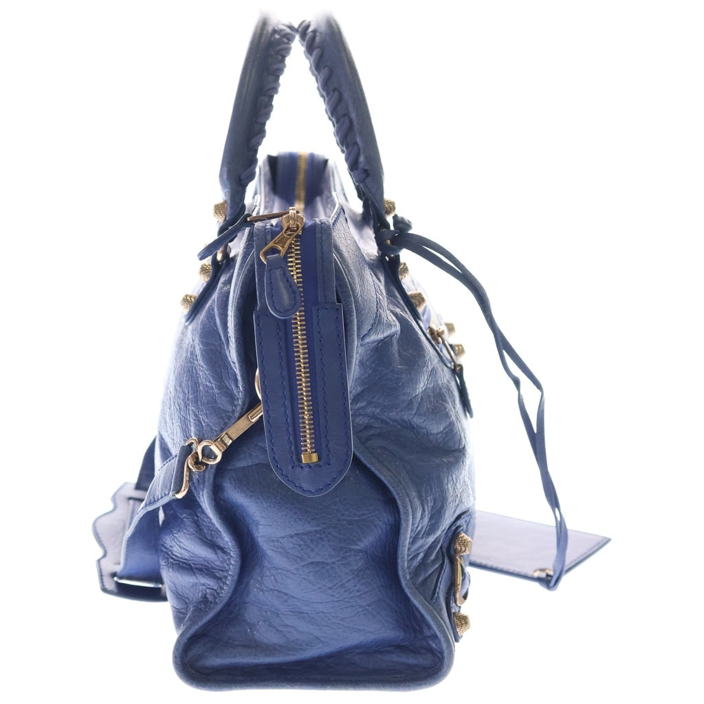 BALENCIAGA(バレンシアガ) ジャイアントシティ 2WAYハンドバッグ ハンドバッグ ショルダーバッグ ブルー レザー 281770 ピンクゴールド金具 レディース