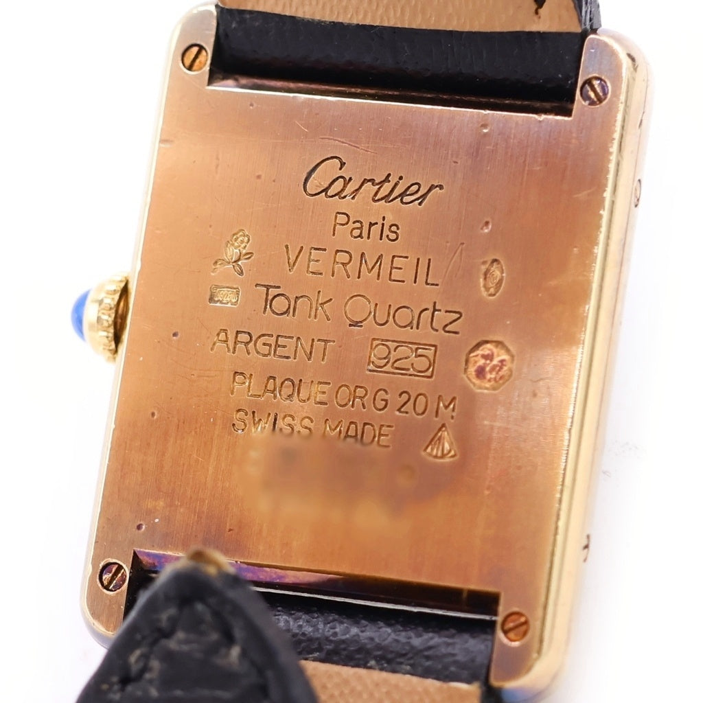 Cartier(カルティエ) マスト タンク LM GP×社外革/QZ クォーツ 電池式 腕時計 590005 アイボリー文字盤