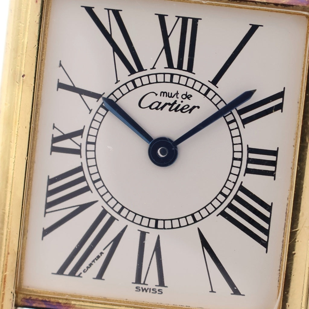 Cartier(カルティエ) マスト タンク LM GP×社外革/QZ クォーツ 電池式 腕時計 590005 アイボリー文字盤