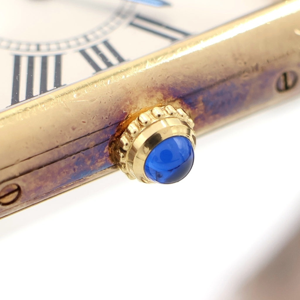 Cartier(カルティエ) マスト タンク LM GP×社外革/QZ クォーツ 電池式 腕時計 590005 アイボリー文字盤