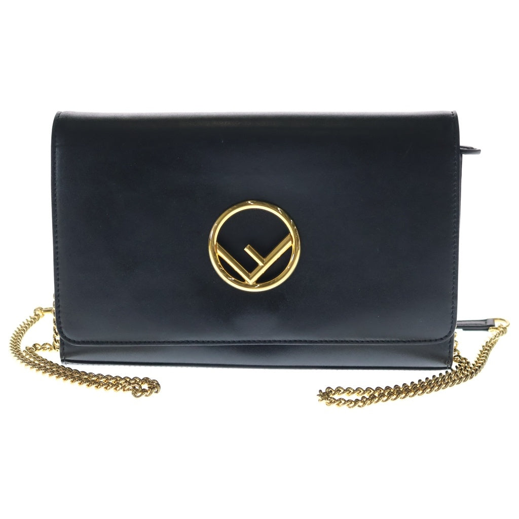 【美品】FENDI フェンディ パイソン柄 ロゴ型押し チェーンショルダーバッグ FENDI(フェンディ) キャナイエフ チェーンショルダーバック ブラック