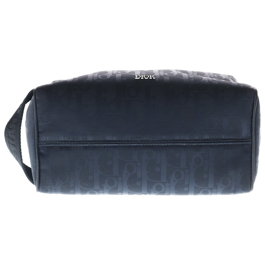 DIOR(ディオール) オブリークミラージュ ランゴポーチ メイクポーチ ケース ネイビー ナイロン シルバー金具 レディース