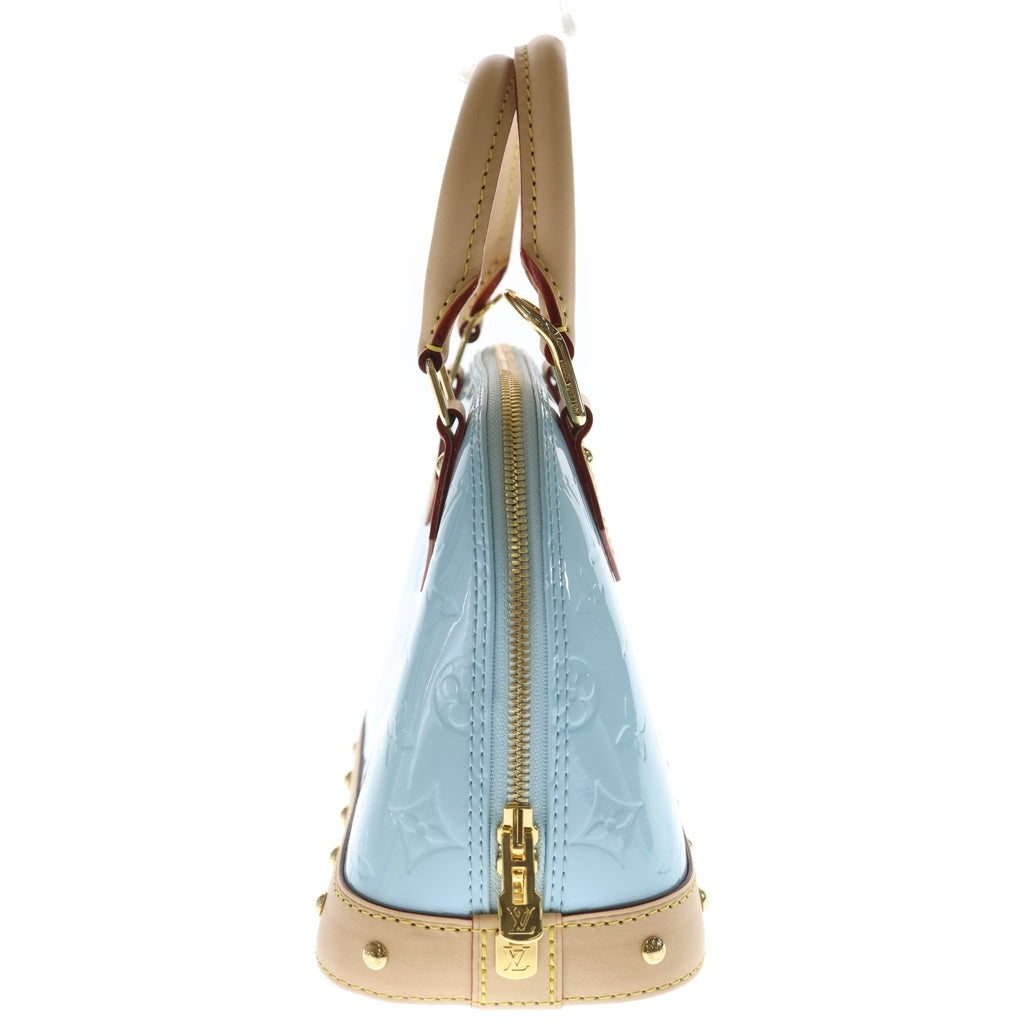 LOUIS VUITTON(ルイヴィトン) モノグラムヴェルニ アルマBB 2WAYバッグ ハンドバッグ ショルダーバッグ ブラウン×スカイブルー レザー×パテント M24062 ゴールド金具 レディース