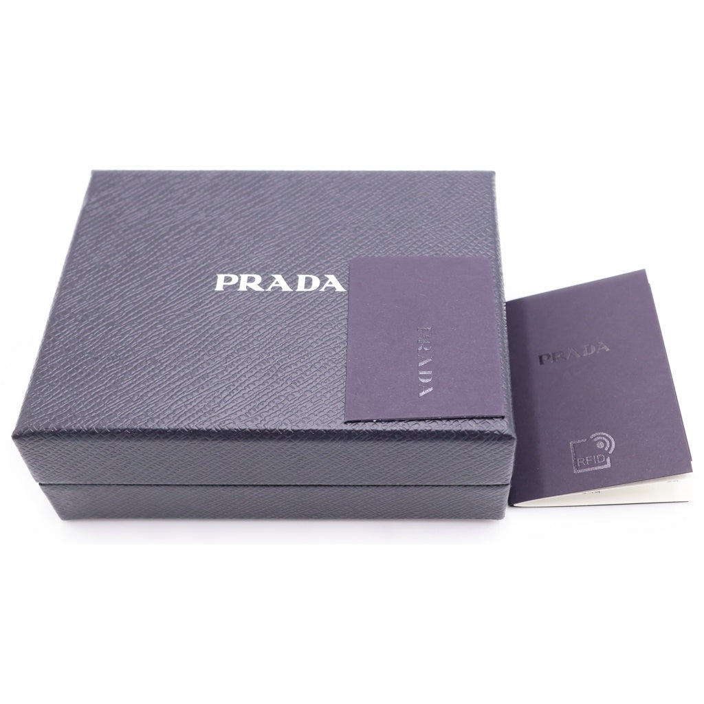 PRADA(プラダ) サフィアーノ 三つ折り財布 コンパクトウォレット 三つ折り財布 コインケース ホワイト レザー 2MH042 シルバー金具 レディース