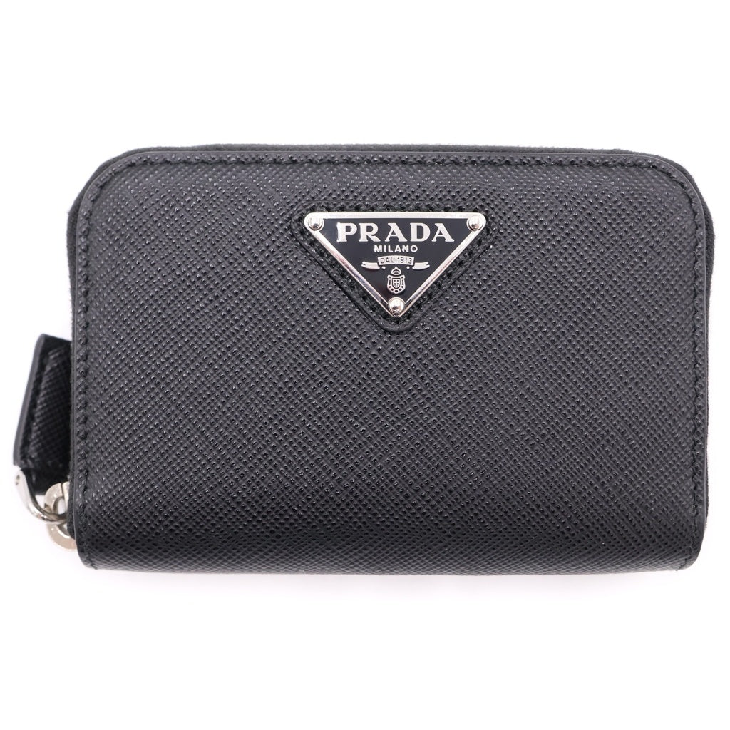 PRADA(プラダ) サフィアーノ コインケース ミニ財布 ブラック レザー 2MM003 シルバー金具