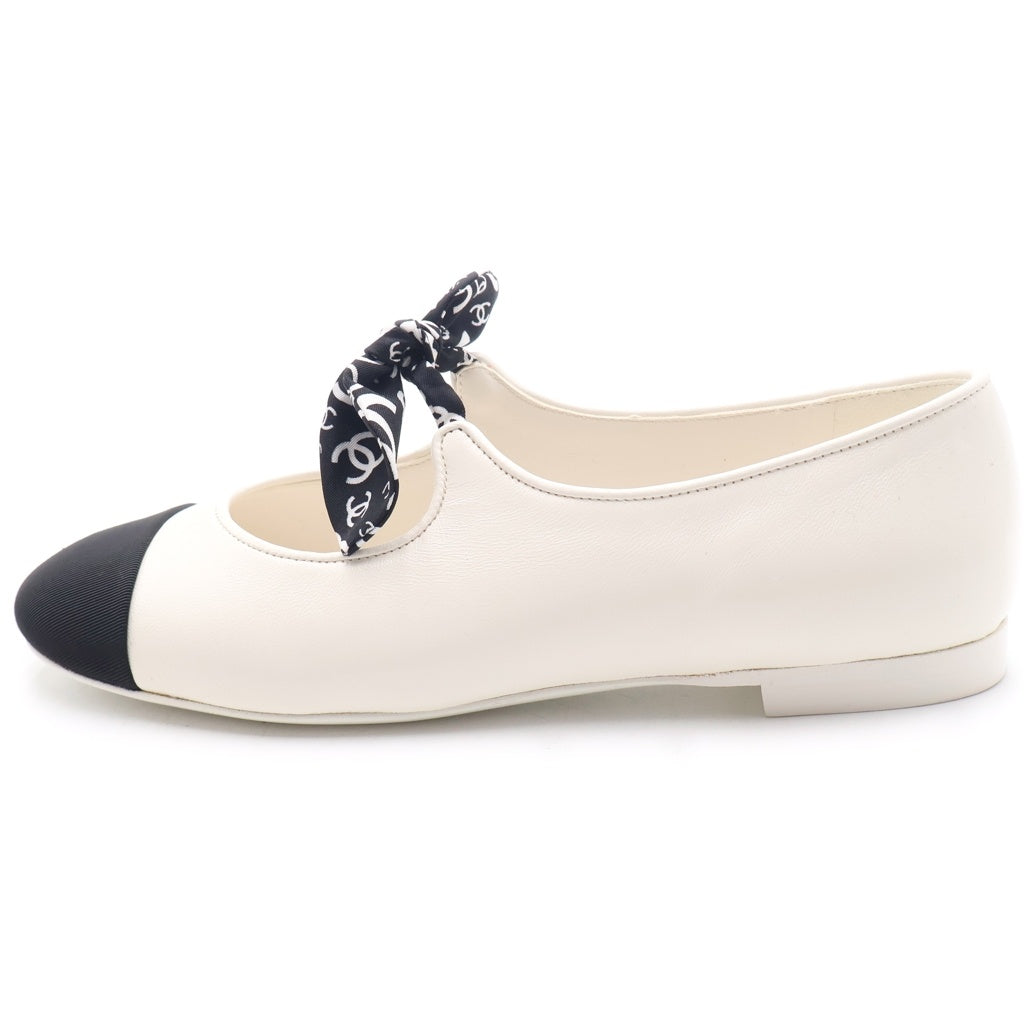 美品　シャネル　フラットジュース36.5 CHANEL(シャネル) メアリージェーン フラットシューズ ホワイト #36.5