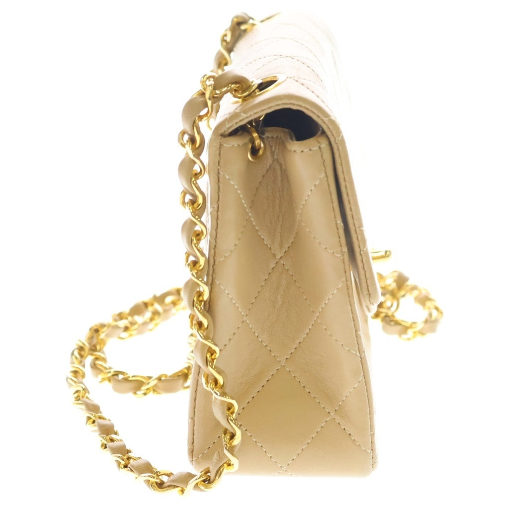 CHANEL(シャネル) ミニマトラッセ18 SフラップSチェーンショルダーバッグ ベージュ ラムスキン ゴールド金具 レディース