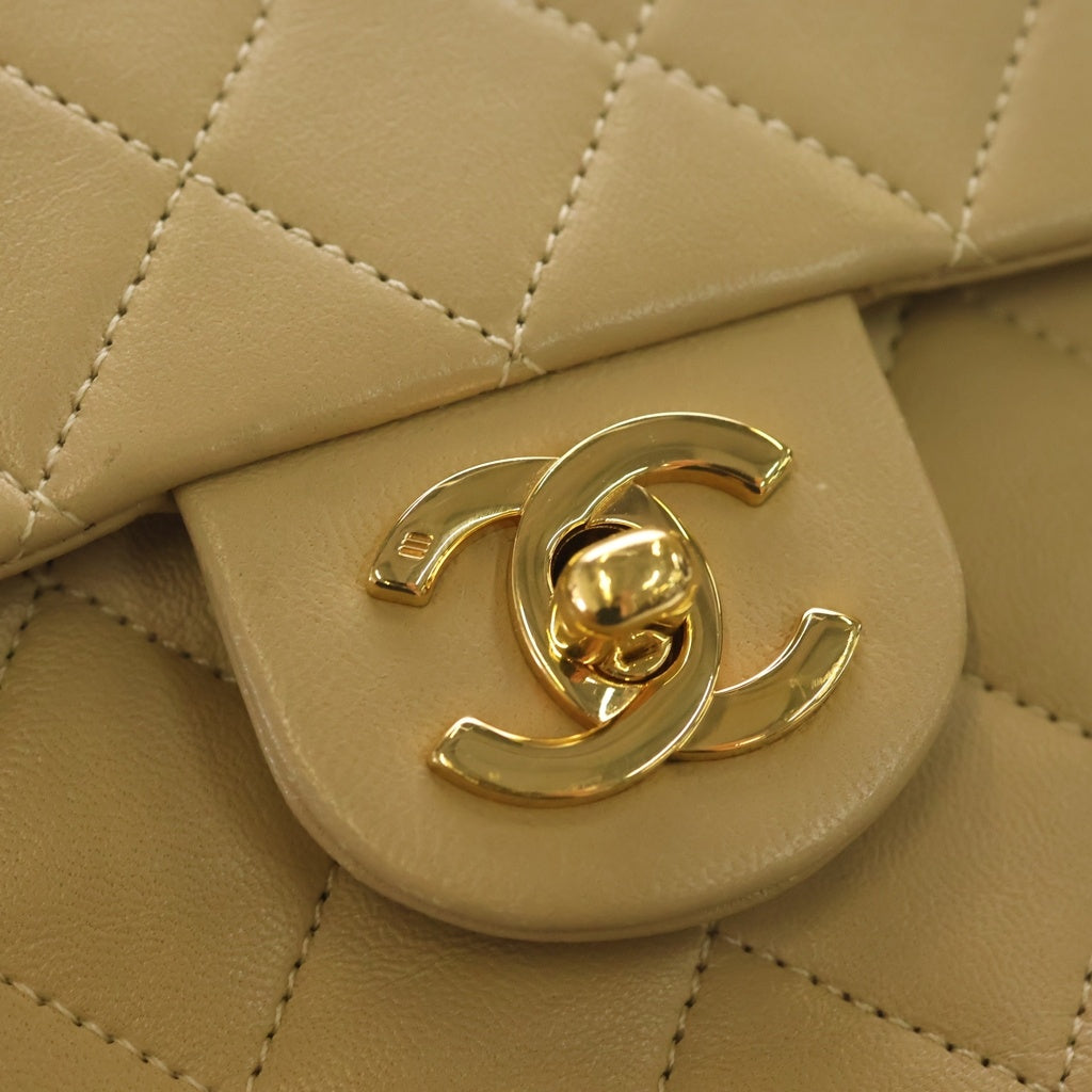 CHANEL(シャネル) ミニマトラッセ18 SフラップSチェーンショルダーバッグ ベージュ ラムスキン ゴールド金具 レディース