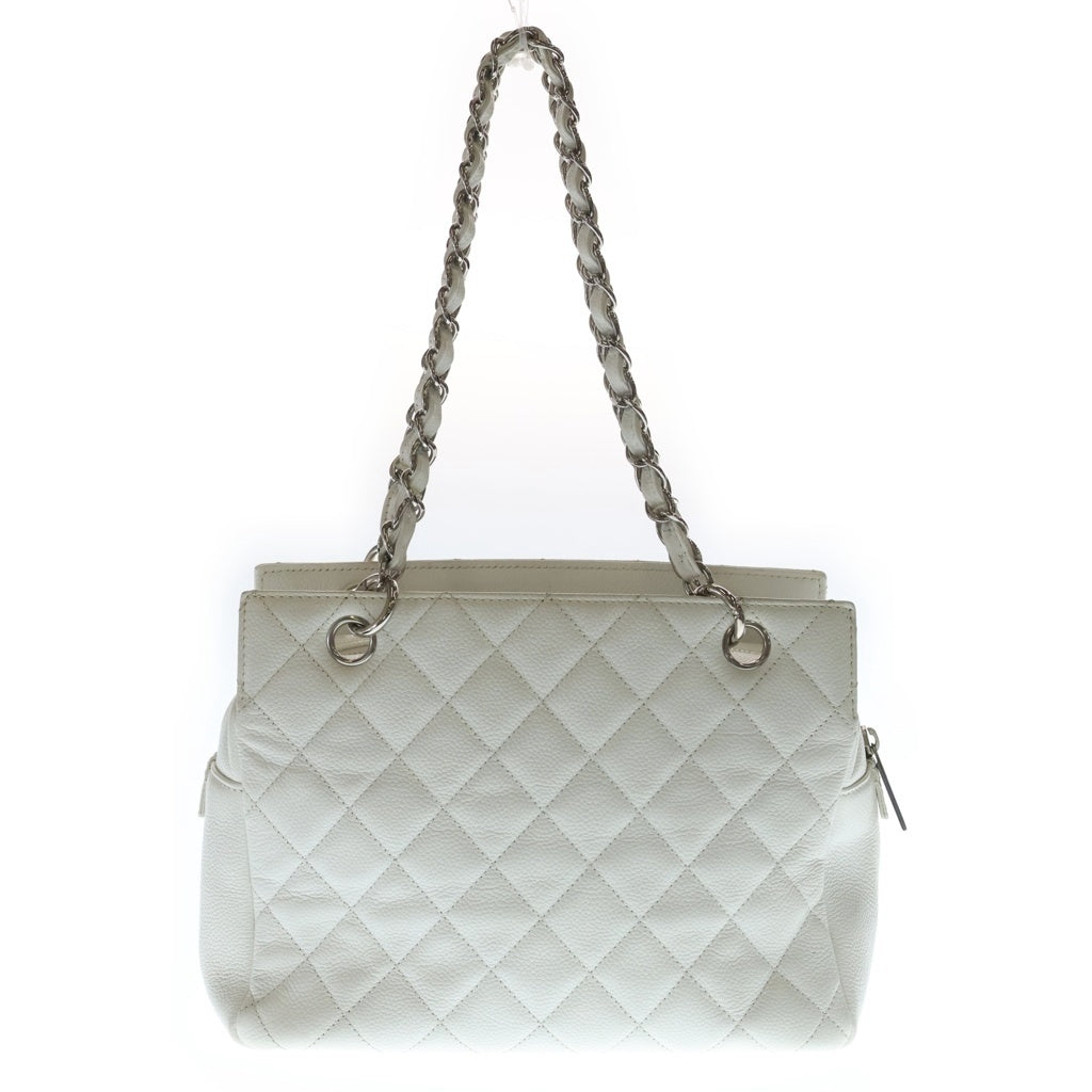 CHANEL(シャネル) マトラッセ プチタイムレス ハンドバッグ チェーンバッグ 肩掛けバッグ ホワイト キャビアスキン シルバー金具 レディース