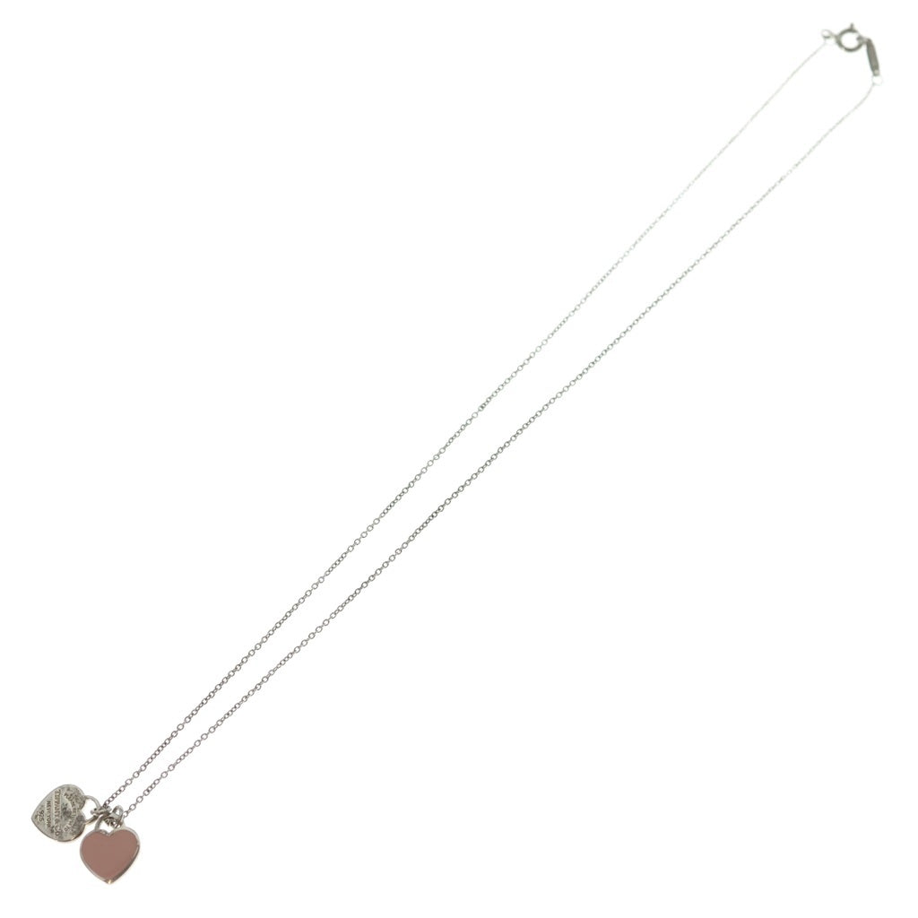TIFFANY & Co.(ティファニー) リターントゥ ダブルハート ネックレス ペンダント チェーン シルバー×ピンク レディース