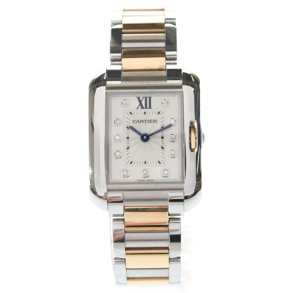 Cartier(カルティエ) タンクアングレーズSM 11PD ダイヤ SS×PG/QZ ステンレス×ピンクゴールド クォーツ クオーツ 腕時計 CRWT100024 シルバー文字盤