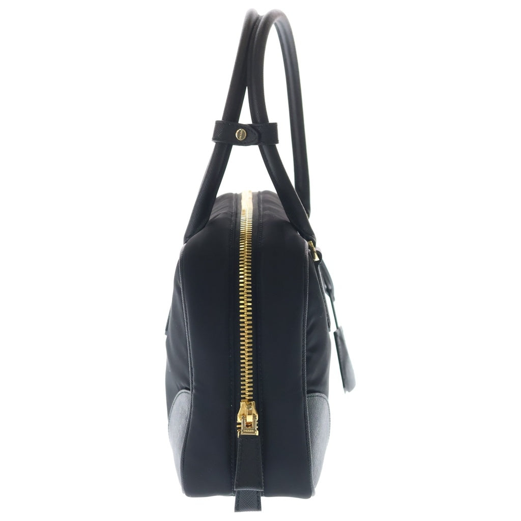 PRADA(プラダ) リナイロン1978 2WAYバッグ ハンドバッグ ショルダーバッグ ブラック レザー×ナイロン 1BB115 ゴールド金具 レディース