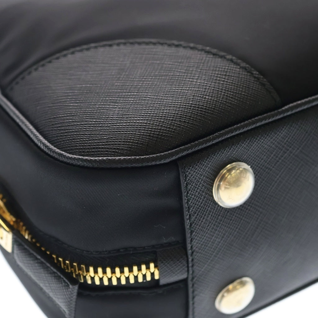 PRADA(プラダ) リナイロン1978 2WAYバッグ ハンドバッグ ショルダーバッグ ブラック レザー×ナイロン 1BB115 ゴールド金具 レディース