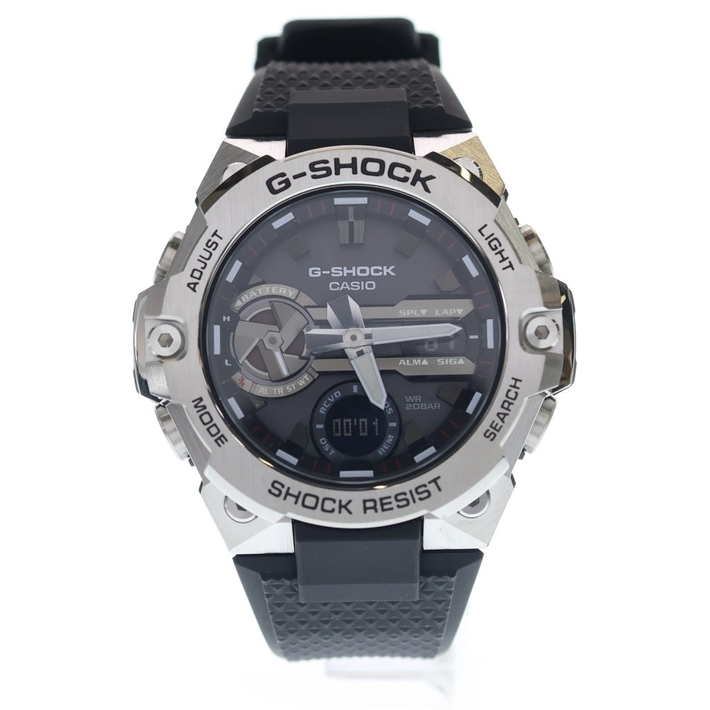 CASIO(カシオ) Gショック G-STEEL 黒文字盤 Bluetooth対応 ソーラー ラバー ブラック/シルバー GST-B400-1AJF