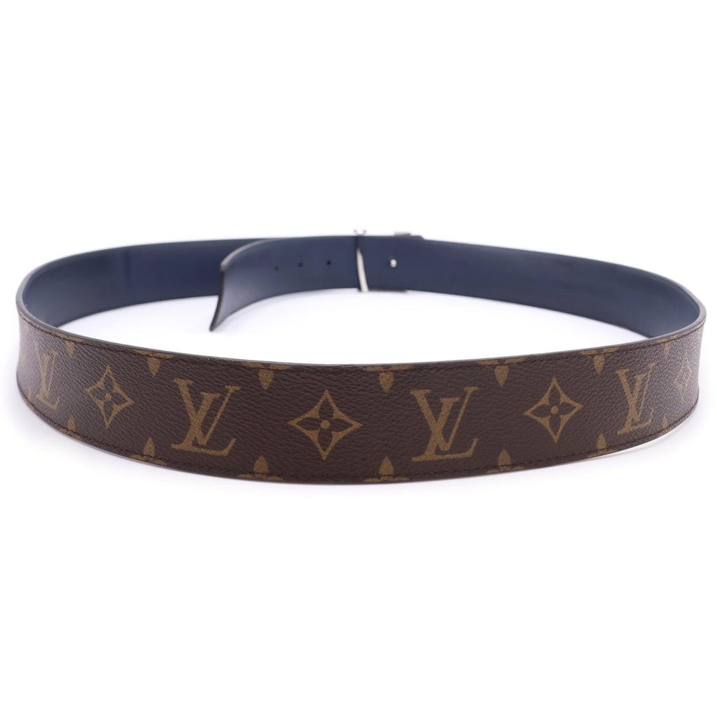 LOUIS VUITTON(ルイヴィトン) LV ロゴバックル モノグラム PVC レザー リバーシブル ベルト シルバー金具 ブラウン/ネイビー M0635