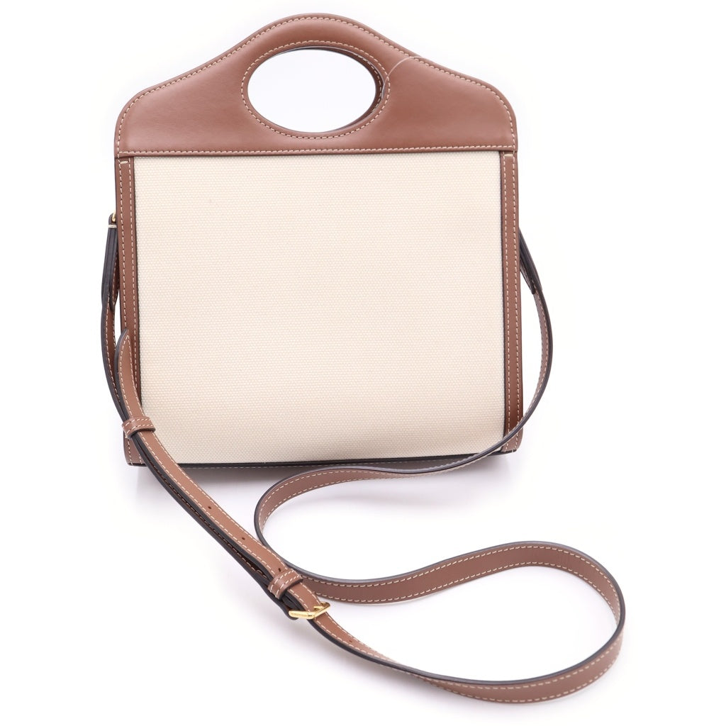BURBERRY(バーバリー) ミニツートン ミニツートン 2wayバッグ キャンバス/レザー ショルダーバッグ ハンドバッグ ベージュ/ブラウン 8031746 レディース