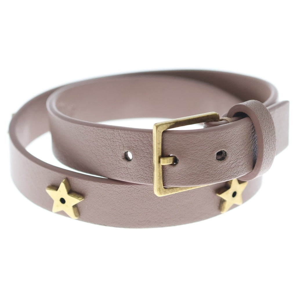 Christian Dior MONSIEUR(クリスチャンディオールムッシュ) レザー ロゴ ブレスレット ピンク ゴールド金具 レディース