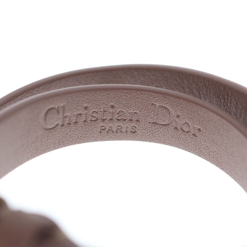 Christian Dior MONSIEUR(クリスチャンディオールムッシュ) レザー ロゴ ブレスレット ピンク ゴールド金具 レディース